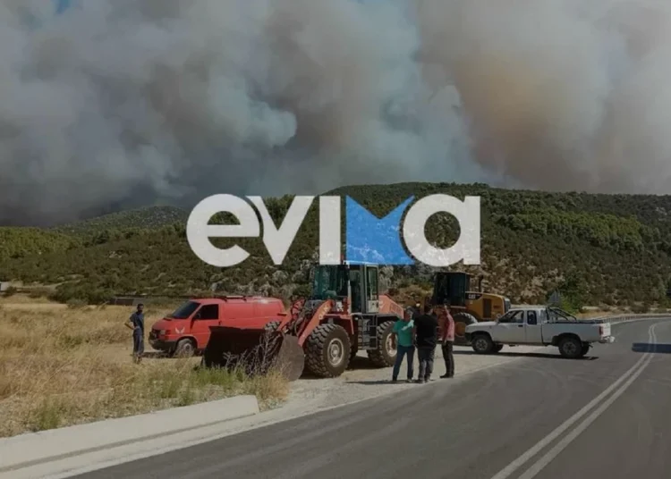 Φωτιά στην Εύβοια: Καίει ανεξέλεγκτα – Εκκενώνονται χώρια