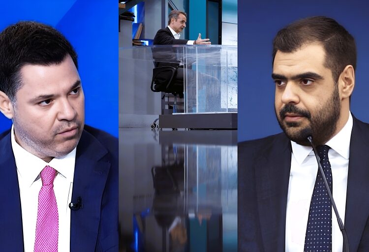 Παύλος Μαρινάκης, με Θανάση Κοντογεώργη και Πρωθυπουργό